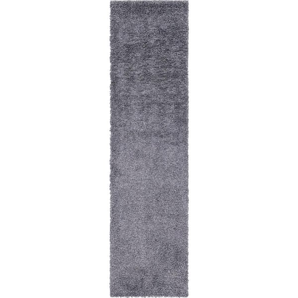 Unique Loom Davos Shag Peppercorn Gray 3 ft. x 10 ft. Runner Rug
