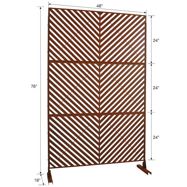 Sudzendf Outdoor and Indoor Freestanding Decorative Privacy Screen Metal Privacy Screen, Fence Panels in Rust Red