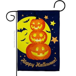 13 in. x 18.5 in. Pumpkin Trio Garden Flag Double-Sided Readable Both Sides Fall Halloween Decorative