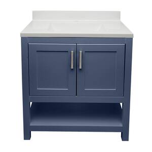 Taos 31 in. W x 22 in. D x 36 in. H Bath Vanity in Navy Blue with White Cultured Marble Top w/Backsplash Single Hole