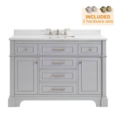 Melpark 48 in. W x 22 in. D Bath Vanity in Dove Grey with Cultured Marble Vanity Top in White with White Sink
