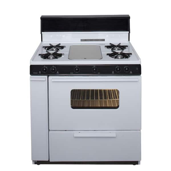 Premier 36 in. 3.91 cu. ft. Battery Spark Ignition Gas Range in White