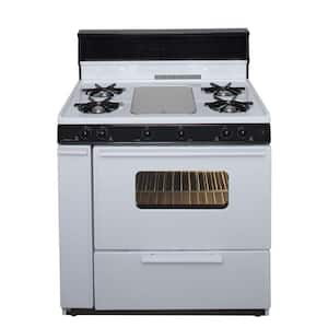 36 in. 3.91 cu. ft. Battery Spark Ignition Gas Range in White