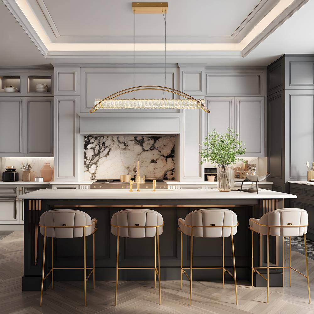 Modern Gold LED Crystal Linear Island Chandelier