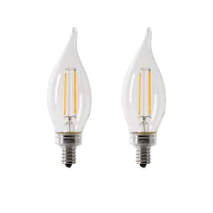 40-Watt Equivalent BA10 E12 Candelabra Dimmable Filament CEC Clear Glass Chandelier LED Light Bulb, Soft White (2-Pack)