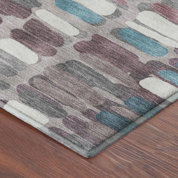 Mayfield Premium Machine Washable Abstract AMF2349 Blush 8 ft. x 8 ft. Round Rug