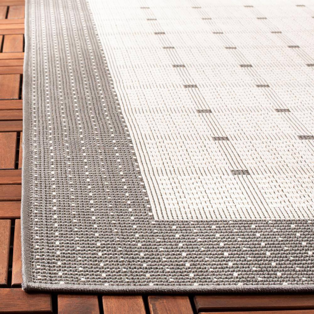 Gray Synthetic Square Reversible Indoor/Outdoor Rug