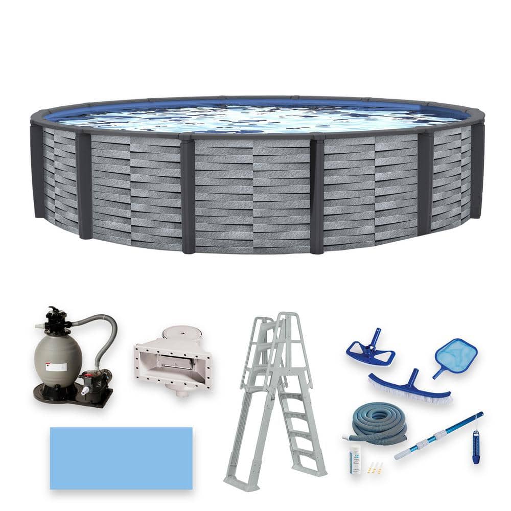 Blue Wave Affinity 24 ft. Round 52 in. D x in. Top Rail Resin Swimming  Pool Package NB19834 The Home Depot
