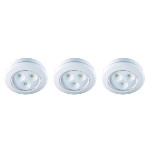 Commercial Electric 2.99 in. LED White Battery Operated Puck Light (3-Pack)
