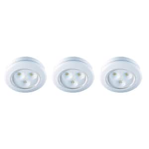 Battery Operated 3 in. Round White LED Puck Light (3-Pack)