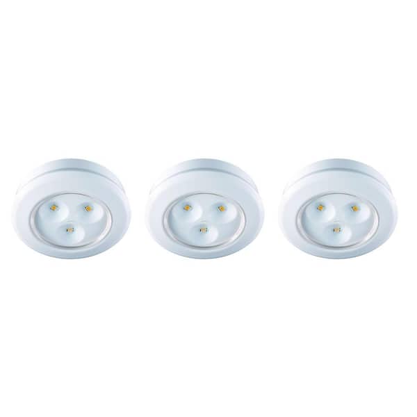 Defiant Battery Operated Soft White LED White Puck Lights (3-Pack)