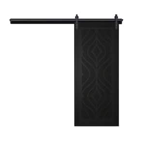 Zaftig Sway 42 in. x 84 in. Midnight Wood Sliding Barn Door with Hardware Kit in Black