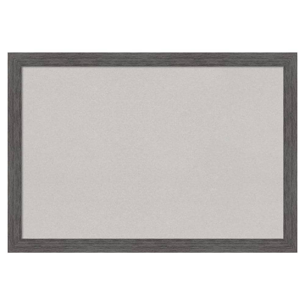 Amanti Art Pinstripe Plank Grey Thin Framed Grey Corkboard 26 in. x 18 ...