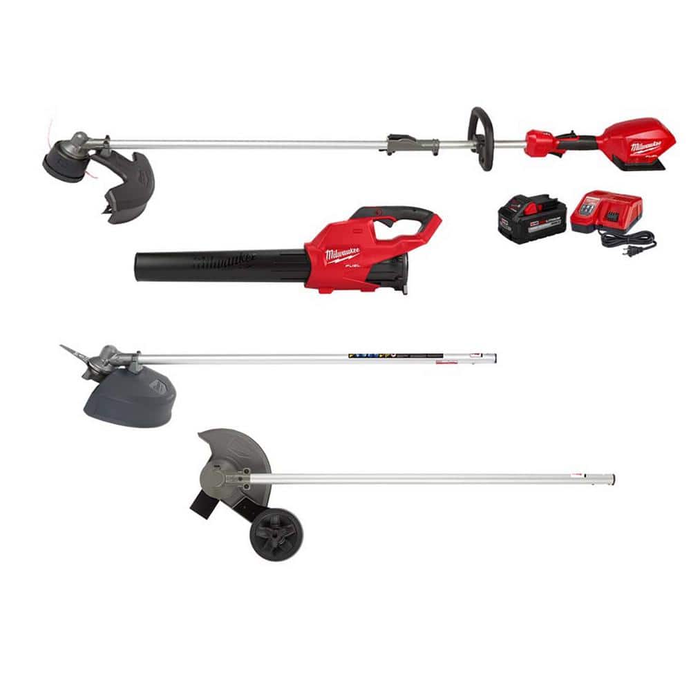 Milwaukee M18 FUEL 18-Volt Lithium-Ion Brushless Cordless Electric String Trimmer/Blower Combo Kit w/Brush Cutter, Edger (4-Tool) -  3000-3818