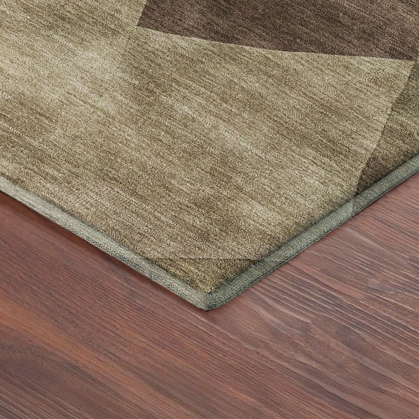 Mayfield Premium Machine Washable Abstract AMF2374 Brown 3 ft. x 4 ft. Area Rug