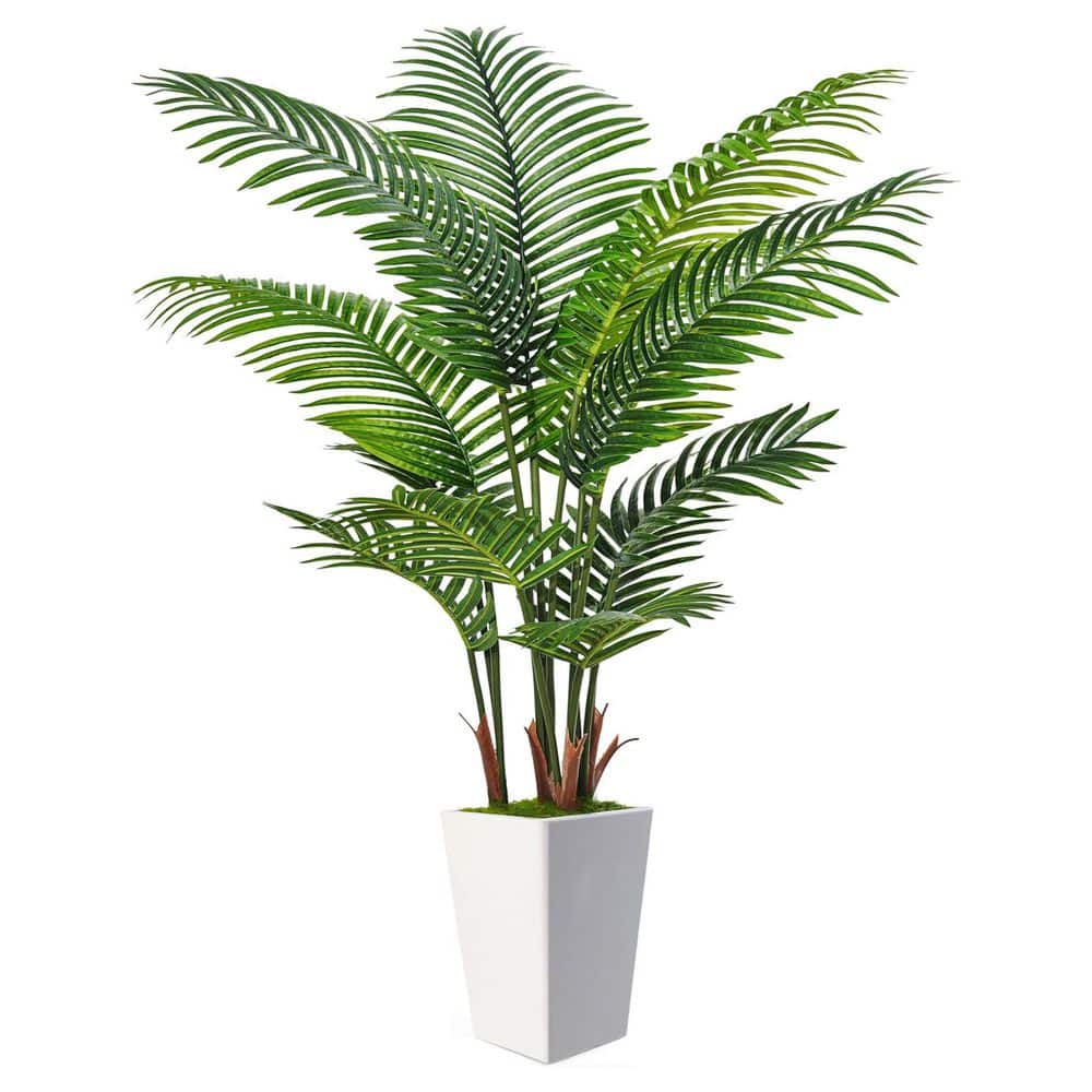 6 ft. Artificial Palm Tree in White Pot Indoor Faux Palm Tree with Lifelike Leaves for Home Office Decor price history on PriceWatchPro