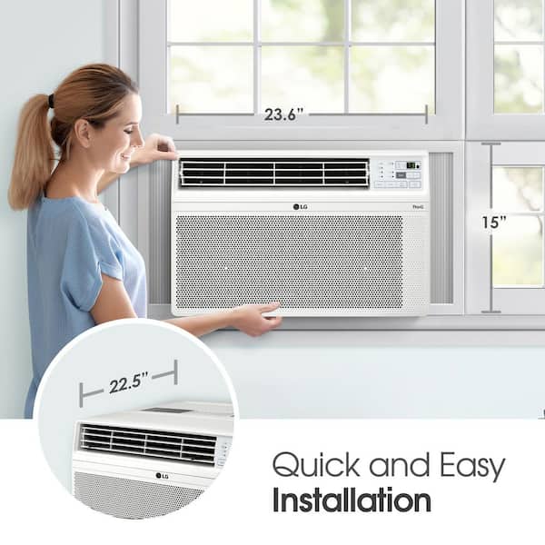 LG - 12,000 BTU 115V Window Air Conditioner Cools 550 sq. ft. with Wi-Fi, Remote, Dehumidifier and in White