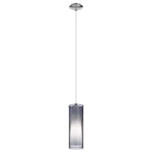 Pinto Nero 4.75 in. W x 47.25 in. H 1-Light Matte Nickel Pendant Light with Frosted Glass Shade