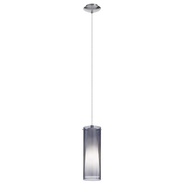 Eglo Pinto Nero 4.75 in. W x 47.25 in. H 1-Light Matte Nickel Pendant Light with Frosted Glass Shade