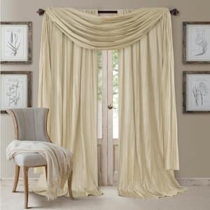 Ivory Faux Silk Rod Pocket Room Darkening Curtain - 52 in. W x 95 in. L (Set of 2)