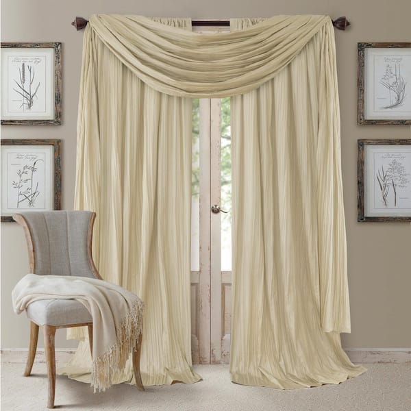 Elrene Ivory Faux Silk Rod Pocket Room Darkening Curtain - 52 in. W x 95 in. L (Set of 2)