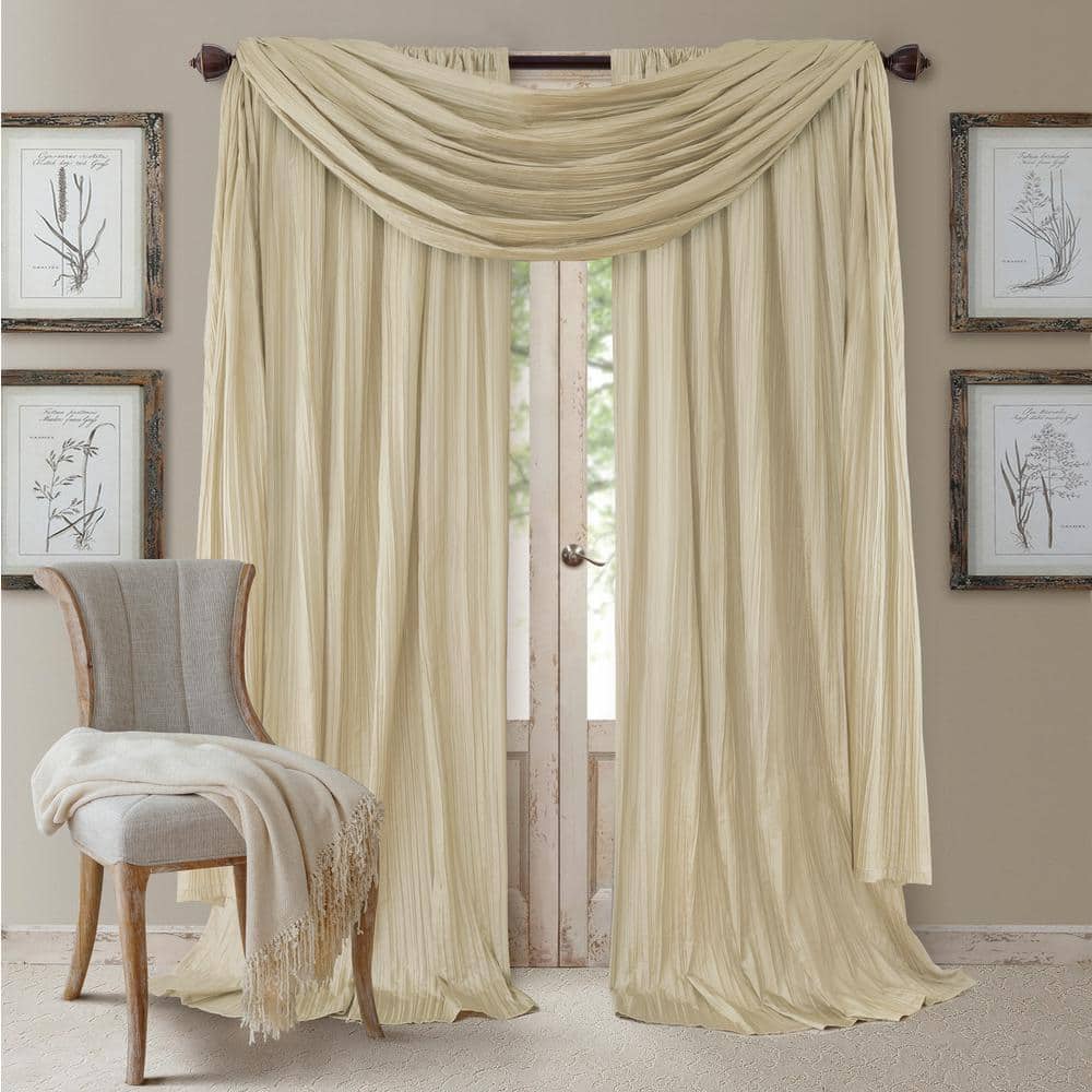 Elrene Athena Rod Pocket 52" x 84" Pair of Curtain Panels with Scarf Valance, Set of 3