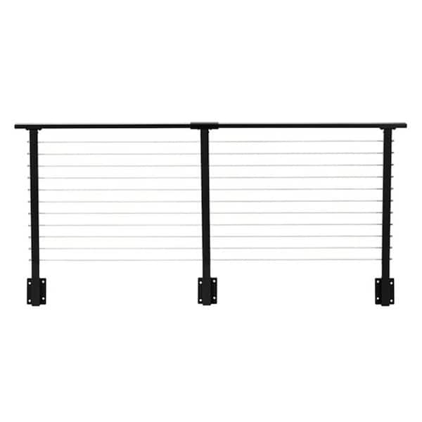 EasyRail 1 ft. E-Coat Steel Custom Cable Railing 36 in. tall with Black Cable