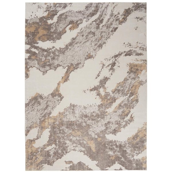 Silky Textures Brown/Ivory 8 ft. x 11 ft. Abstract Contemporary Area Rug