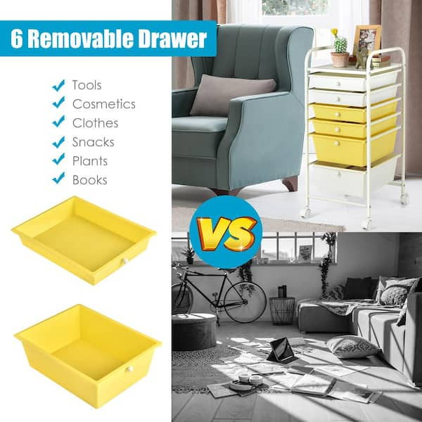 Costway 20 Drawer Rolling Storage Cart Tools Scrapbook Paper Office School  Organizer Yellow