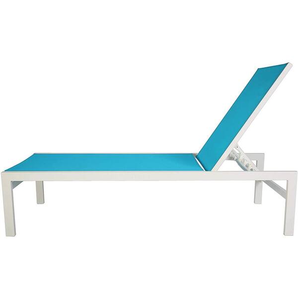 KOZYARD Modern Full Flat Aluminum Patio Reclining Adjustable Outdoor Lounge Chair with Sunbathing Textilene in Blue