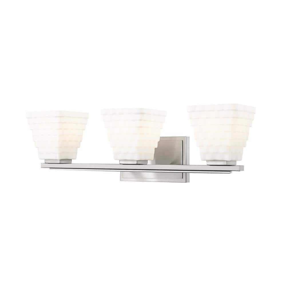 Annalise 24 in. 3 Light Brushed Nickel Vanity Light with Matte Opal Glass S