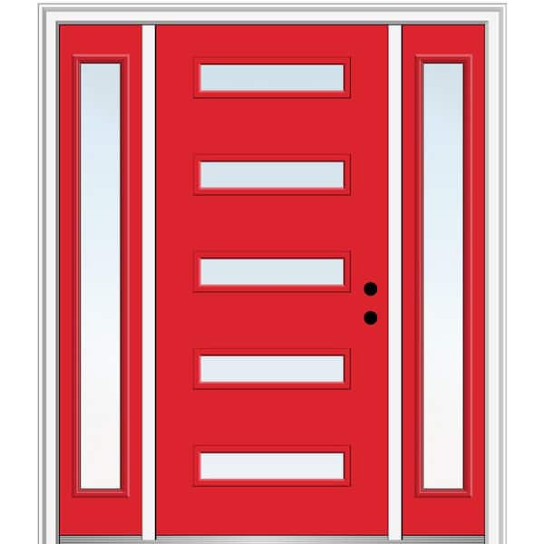 68.5 in. x 81.75 in. Davina Left-Hand Inswing 5-Lite Clear Low-E Painted Fiberglass Prehung Front Door with Sidelites