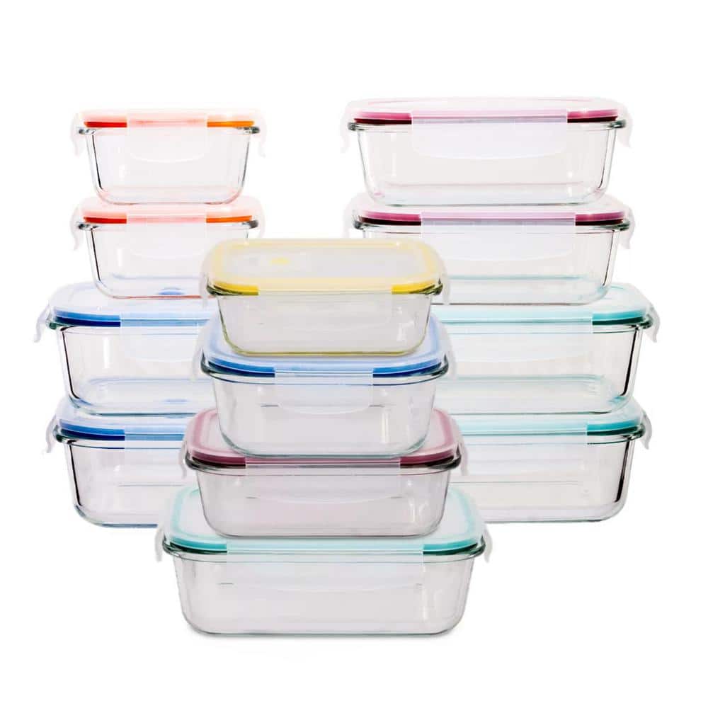 Lexi Home Durable 4 Piece Glass Meal Prep Food Containers with