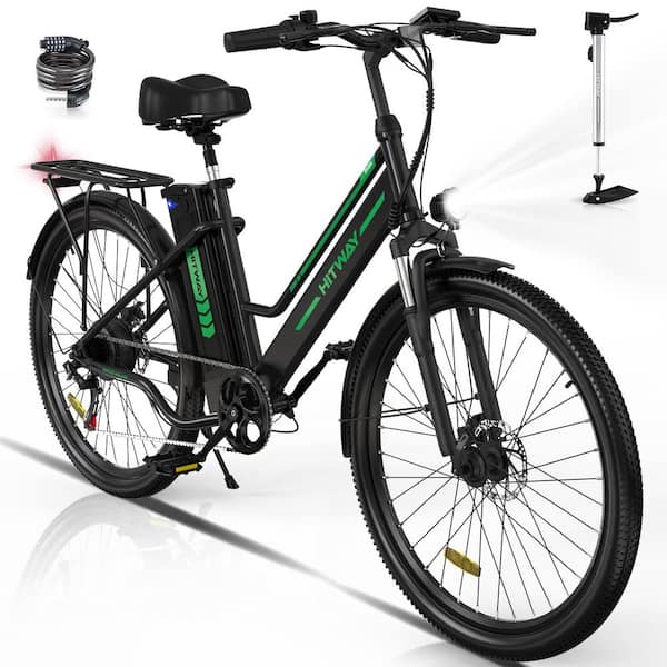 HITWAY 26 in. Tire City Commuter Electric Bike for Adults with 500W/36V/15Ah Removable Battery Mountain Ebike BK8M Black