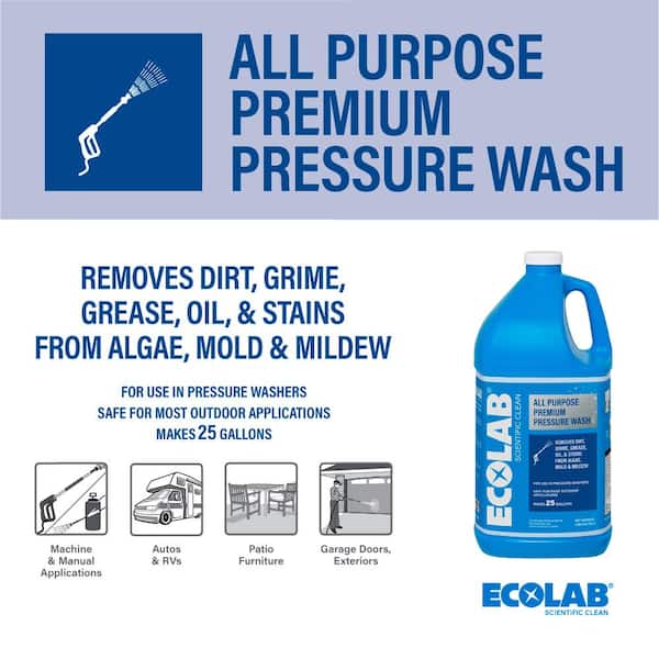 ECOLAB - 1 Gal. All Purpose Premium Pressure Wash Concentrate, Removes Stains on Patios, Cars, Wood and Utility Trailers