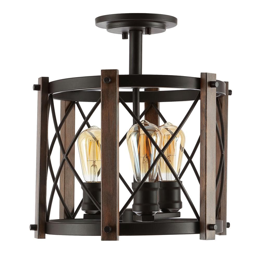 Ferme 14" 3-Light Oil Rubbed Bronze Farmhouse Flush Mount