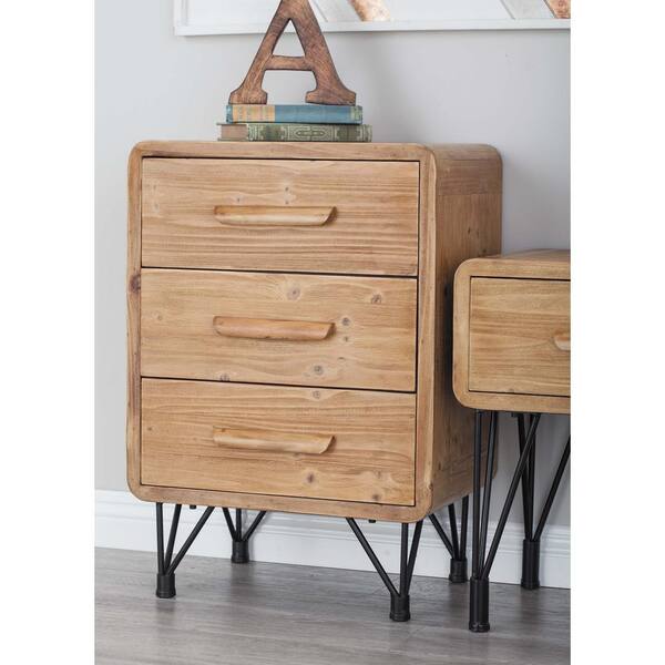 Litton Lane Rustic Elegance 20 in. x 28 in. Wooden 3-Drawer Chest