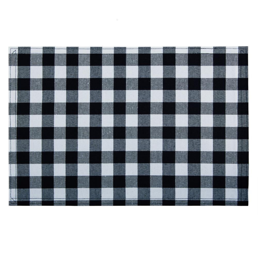 ACHIM Buffalo Check in. x 12 in. Black/White Checkered Cotton/Polyester Placemats (Set of 4) BCPLMTBW36 - The Home Depot