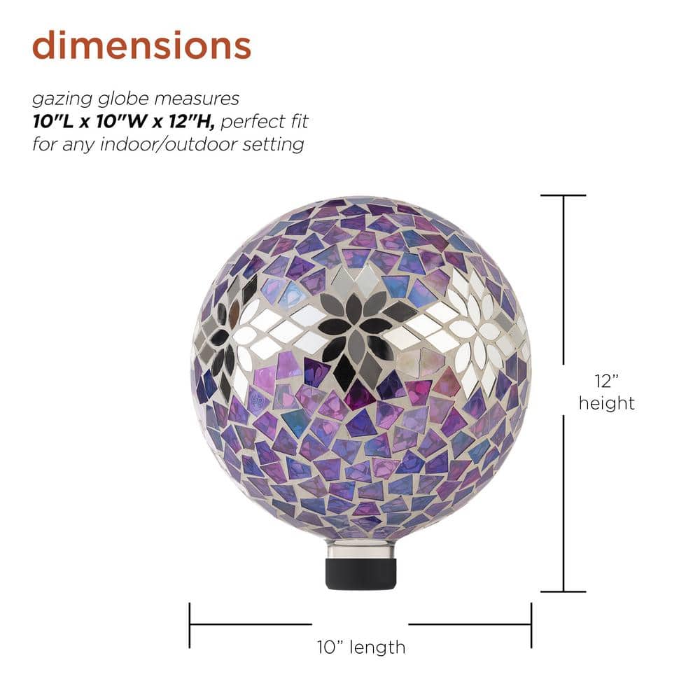 Enchanted Purple Mosaic 10" Gazing Globe for Garden Decor