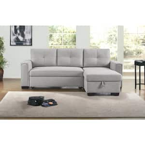Amelia 92 in. Straight Arm Polyester Blend Rectangle Sofa in Light Gray