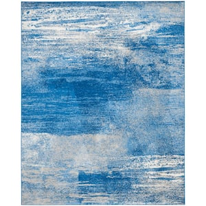ADirondack Silver/Blue 11 ft. x 15 ft. Solid Color Distressed Area Rug