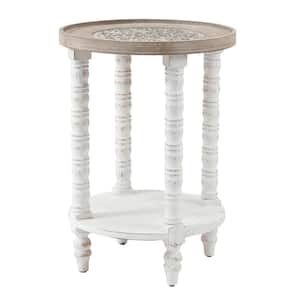 18.8 in. White Wood Round End Table