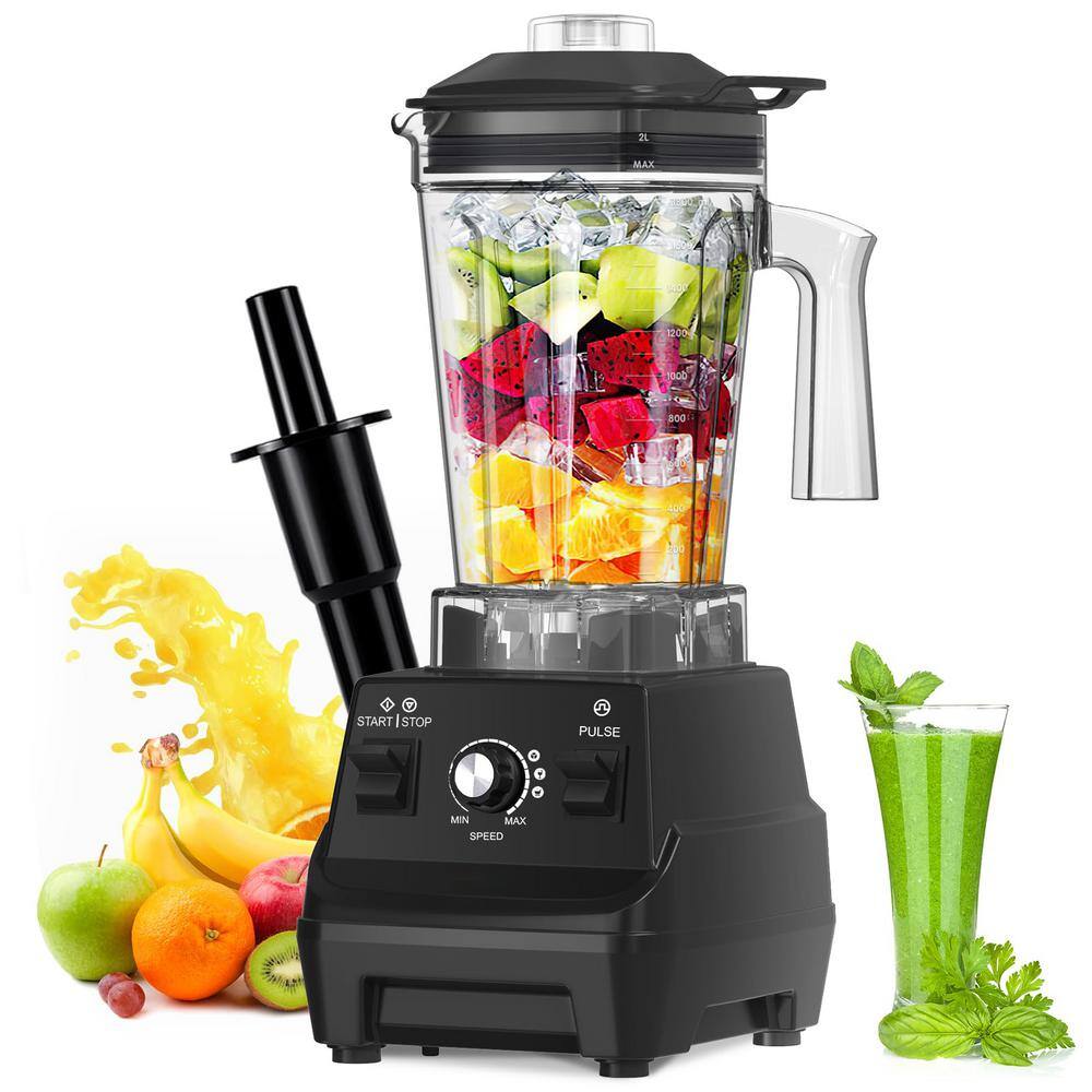 Anqtovp 60 oz. 3-Speed Black 1800W Blender with Durable Stainless Steel Blades for Shakes and Smoothies, Nuts, Ice and Fruits