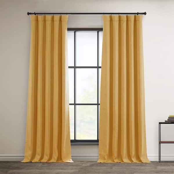 Exclusive Fabrics & Furnishings Dandelion Gold Solid Rod Pocket Room Darkening Curtain - 50 in. W x 108 in. L (1 Panel)