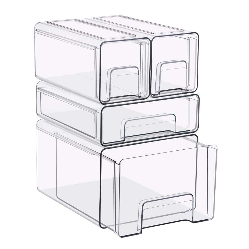 Clear Stackable Makeup Storage Drawer Set, Small/Medium/Large, 4-Pack price history on PriceWatchPro