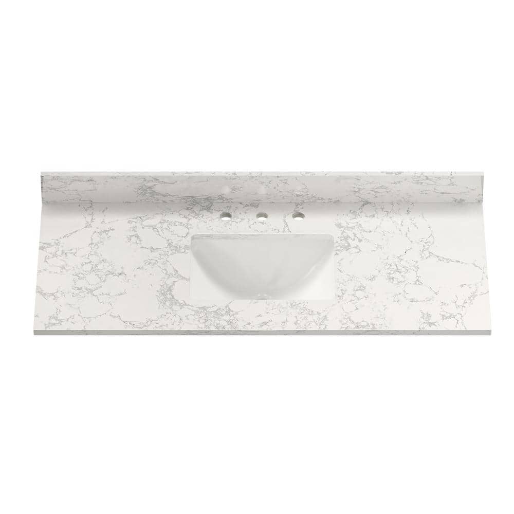VANITYFUS 49 in. W x 22 in. D Engineered Composite White Rectangular ...
