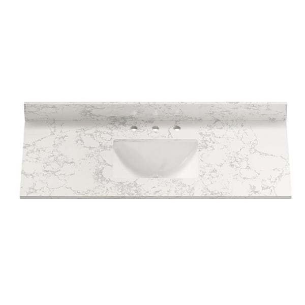 VANITYFUS 49 in. W x 22 in. D Engineered Composite White Rectangular Single Sink and Backsplash Bathroom Vanity Top in White