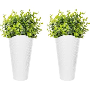 White Metal Hand Hammered Wall Planter (Set of 2)