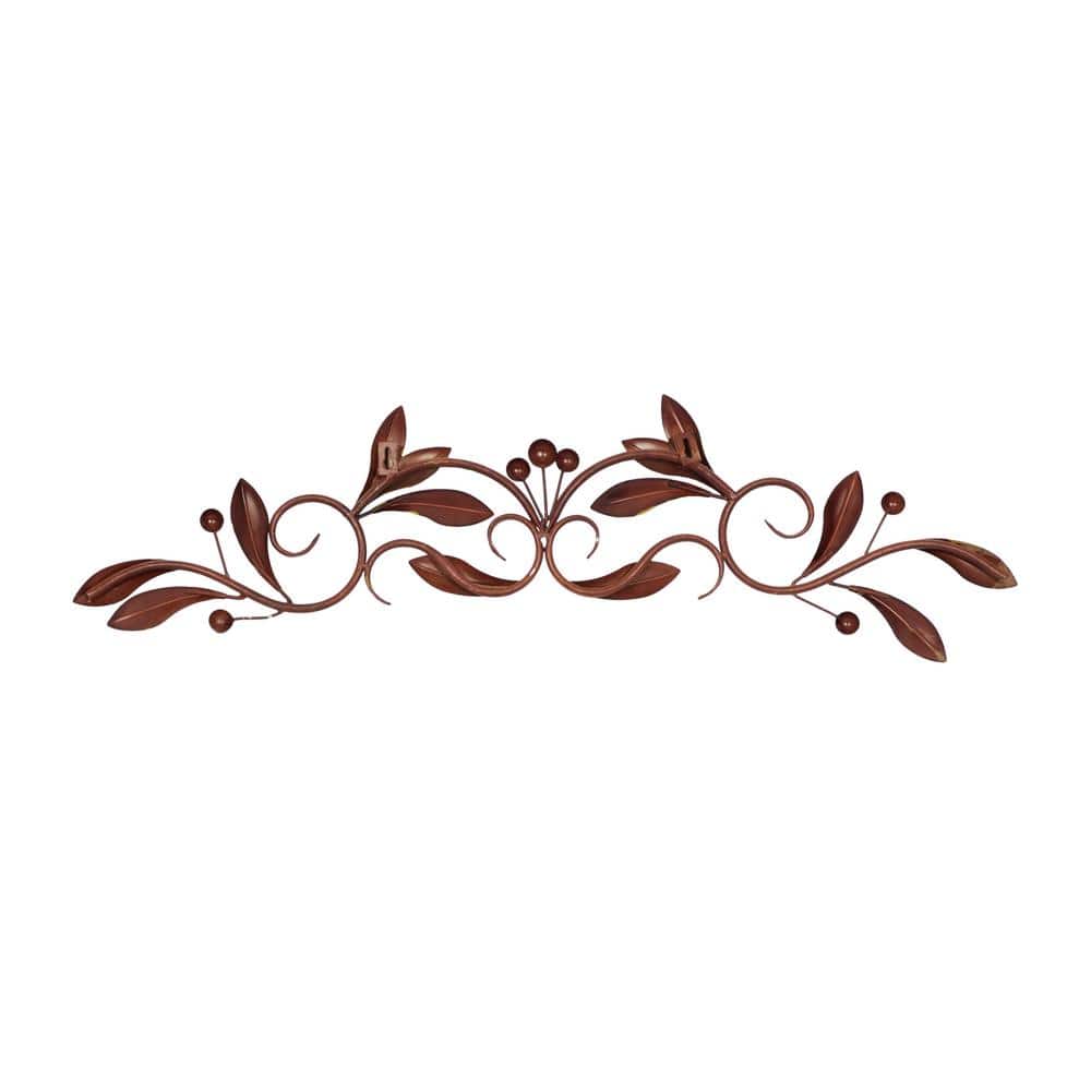 Green and Brown Metal Leaf Wall Mounted Figurine
