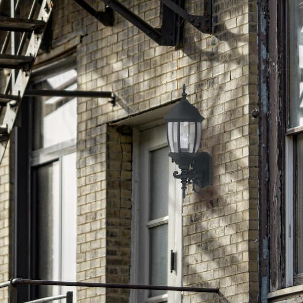 Designers Fountain - Tiverton Black 1-Light Outdoor Line Voltage Hardwired Porch Light Wall Sconce with No Bulb Included